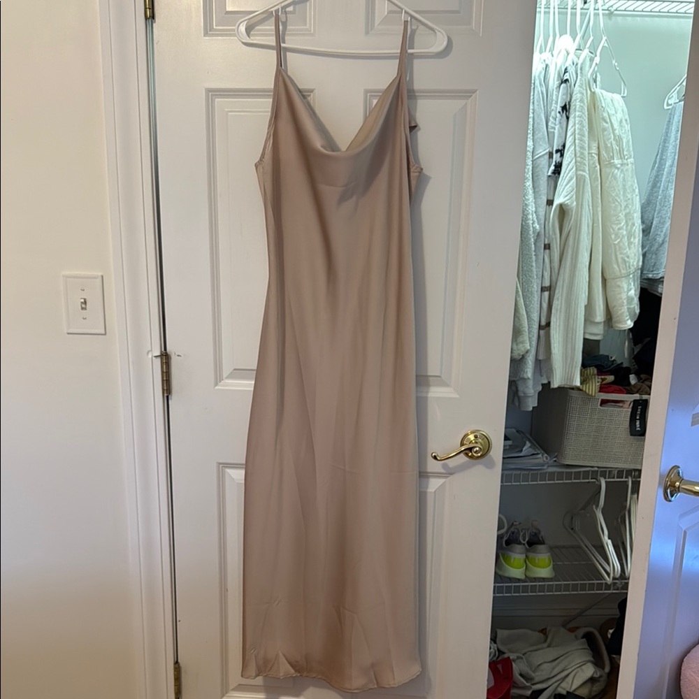Elegant Beige Slip Dress